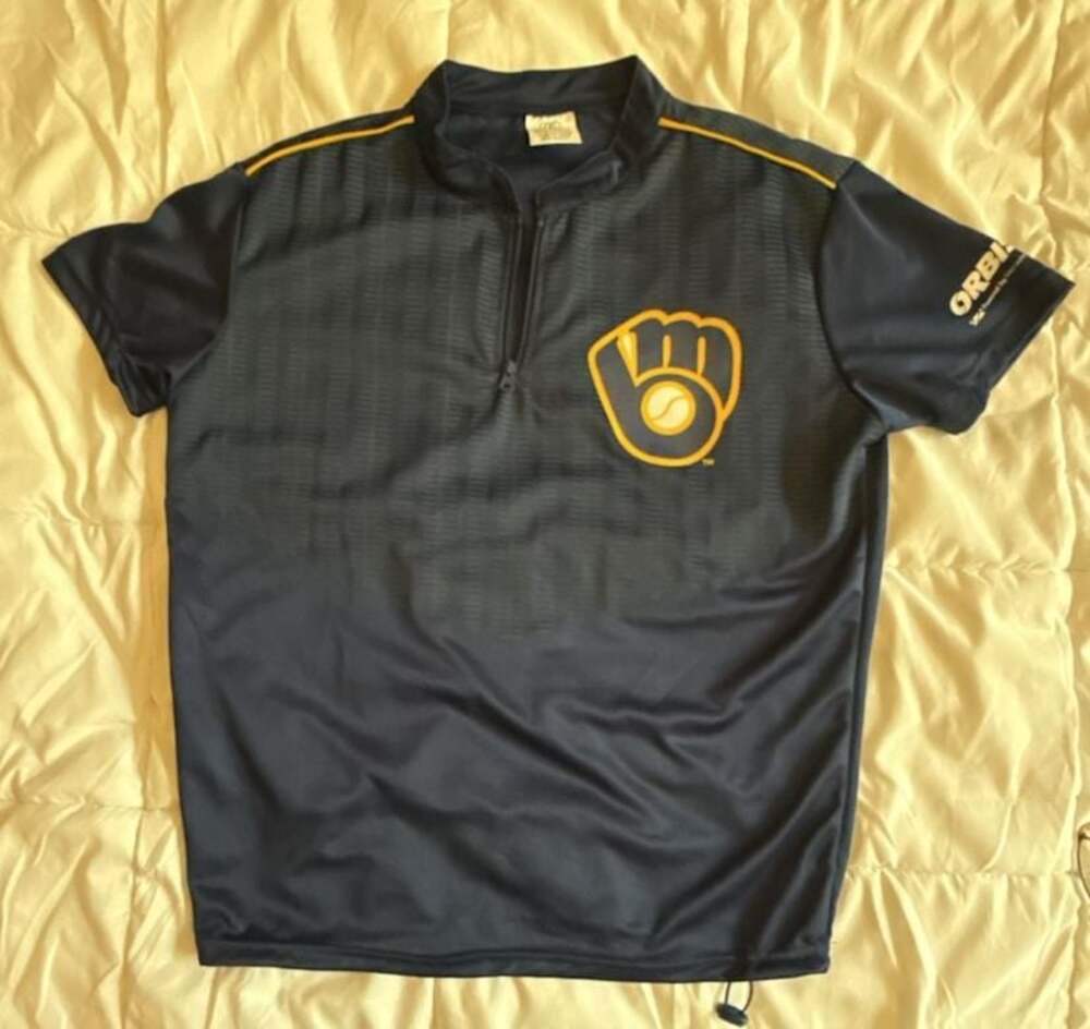 Milwaukee Brewers Orbis 1/4 Zip Batting Practice Short Sleeve Jersey - Adult Med